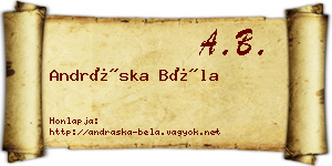 Andráska Béla névjegykártya