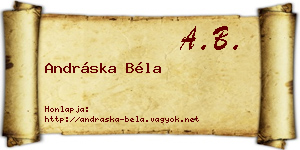 Andráska Béla névjegykártya