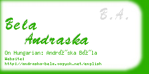 bela andraska business card